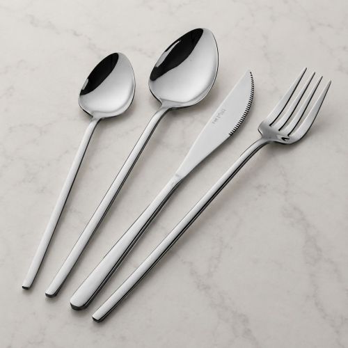 Set Posate Argento set da 24 Adatto per Lavastoviglie, - Nihami