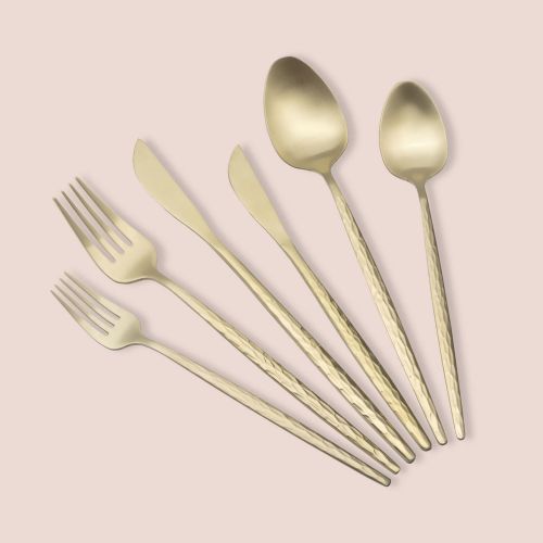 Set Posate oro Opaco set da 36 Sfumatura Colore Struttura Opaco, Adatto per Lavastoviglie - Nimizala