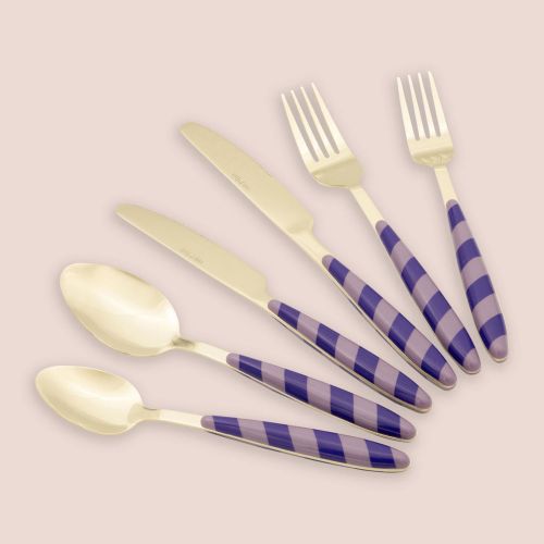 Set Posate oro Viola set da 36 Colore Struttura Viola, Adatto per Lavastoviglie - Nimolopa