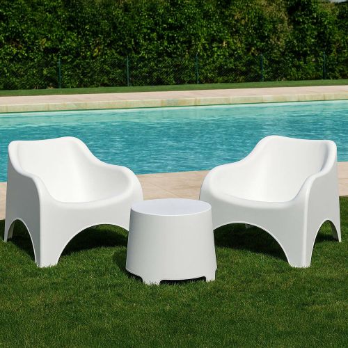 Set Salotto da Esterno Bianco 2 Posti un Tavolino, Tavolo Tavolino - Cormons