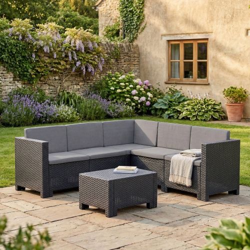 Set salotto da esterno Camerota, Made in Italy, Antracite