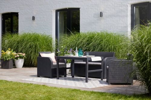 Set salotto da esterno Cortona, Salottino outdoor, Set da balcone o giardino, Composizione soggiorno per esterni, 129x62 h77 cm, Antracite