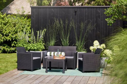 Set salotto da esterno Guarano, Salottino outdoor, Set da balcone o giardino, Composizione soggiorno per esterni, 113x65 h74 cm, Antracite
