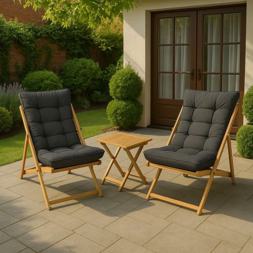 Set salotto da esterno Lerna, Salottino outdoor, Set da balcone o giardino, Composizione soggiorno per esterni, Giallo