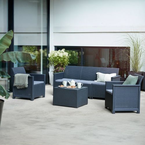 Set salotto da esterno Orillia, Antracite, Sofà 3 posti