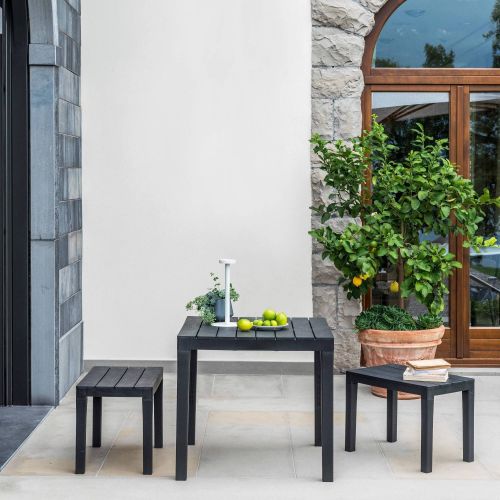Set salotto esterno 2 panchette e 1 tavolo antracite - Alambico