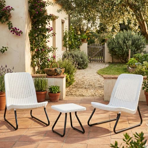 Set salotto esterno 2 poltrone 1 tavolino bianco - Canmore