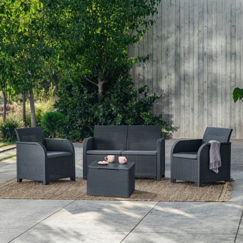 Set salotto esterno 2 poltrone e 1 divano antracite - Barrhead