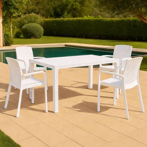 Set salotto esterno 4 posti e 1 tavolo bianco - Sover