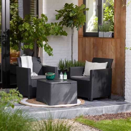 Set salotto giardino 2 posti e 1 tavolo antracite - Barrie