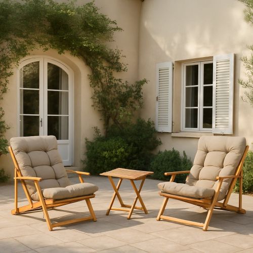 Set salotto giardino 2 posti e 1 tavolo basso marrone - Biagio