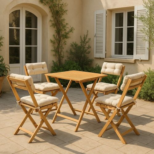 Set salotto giardino 4 sedie pieghevoli crema - Fanano