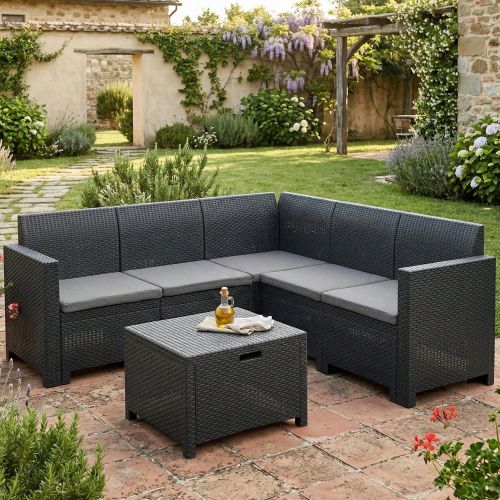 Set salotto giardino divano angolare antracite - Somnus