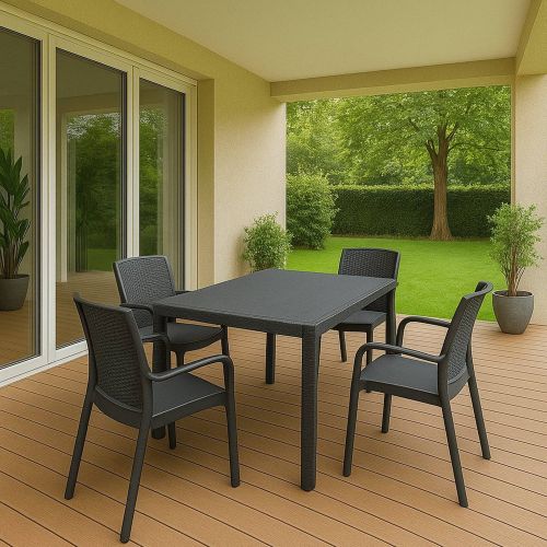 Set salotto giardino sedie effetto rattan antracite - Sover