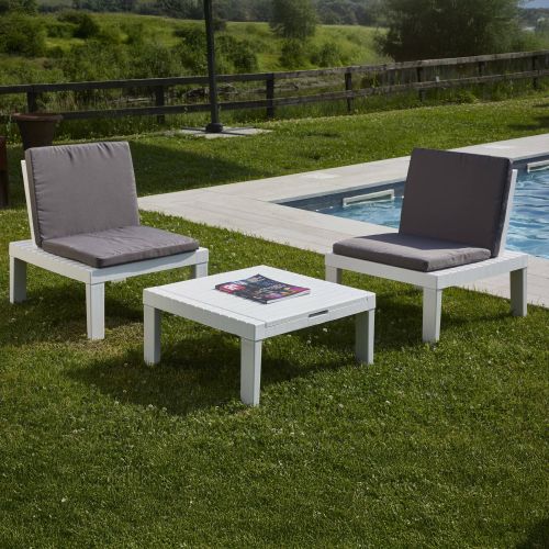 Set salotto piscina poltrone effetto doghe bianco - Aixela