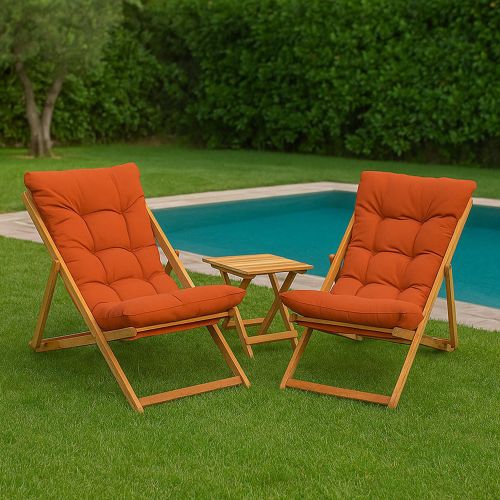 Set Tavolo e Sedie Arancione 2 Posti Dimensione Tavolo 40x40h40 cm, Dimensione Seduta 59x44h90 cm - Leni