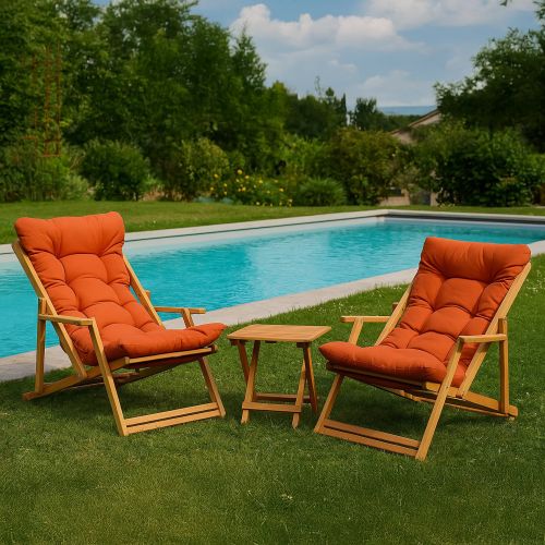 Set Tavolo e Sedie Arancione 2 Posti Dimensione Tavolo 40x40h40 cm, Dimensione Seduta 66x48h110 cm - Biagio