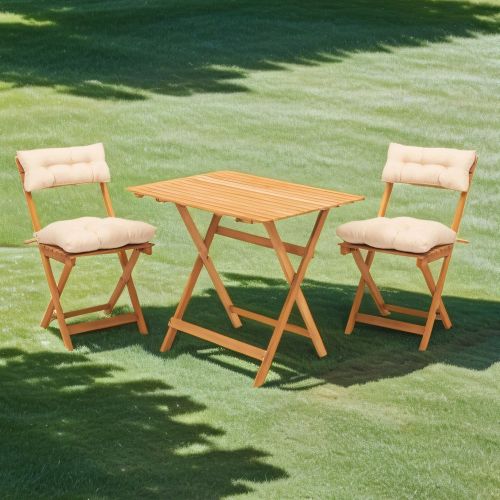 Set Tavolo e Sedie Bianco Crema 2 Posti Dimensione Seduta 40x30h81 cm, Dimensione Tavolo 80x60h72 cm - Nazzano