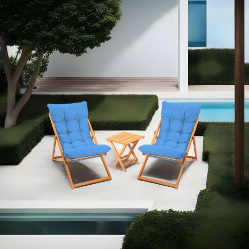Set Tavolo e Sedie blu 2 Posti Dimensione Tavolo 40x40h40 cm, Dimensione Seduta 59x44h90 cm - Leni