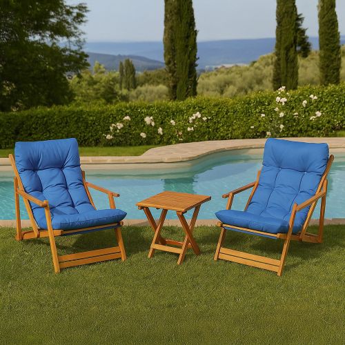 Set Tavolo e Sedie blu 2 Posti Dimensione Tavolo 40x40h40 cm, Dimensione Seduta 66x48h111 cm - Biagio