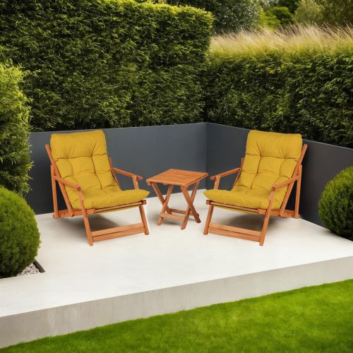 Set Tavolo e Sedie Giallo 2 Posti Dimensione Tavolo 40x40h40 cm, Dimensione Seduta 66x48h112 cm - Biagio