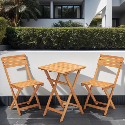 Set Tavolo e Sedie Marrone 2 Posti Dimensione Tavolo 50x50h72 cm, Dimensione Seduta 40x30h81 cm - Isso