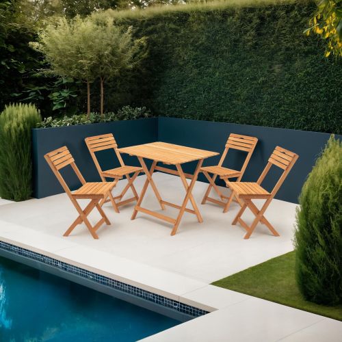 Set Tavolo e Sedie Marrone 4 Posti Dimensione Tavolo 80x60h72 cm, Dimensione Seduta 40x30h81 cm - Fanano