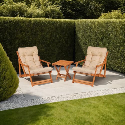 Set Tavolo e Sedie Marrone Bianco Crema 2 Posti Dimensione Seduta 66x48h114 cm, Dimensione Tavolo 40x40h40 cm - Biagio