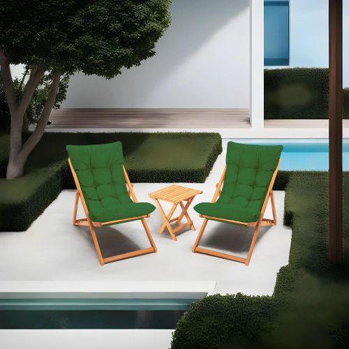 Set Tavolo e Sedie Verde 2 Posti Dimensione Tavolo 40x40h40 cm, Dimensione Seduta 59x44h90 cm - Leni