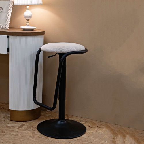 Sgabello Bianco Crema Nero Regolabile Imbottito 41x41x61h cm, Altezza Seduta Massima 83 cm - Jardin