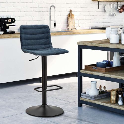 Sgabello blu Nero Regolabile Imbottito 43x50x86h cm, con Schienale - Essaou