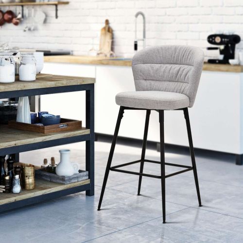 Sgabello Grigio Nero Imbottito Colore Struttura Nero 52x59x108h cm, Materiale Struttura in Legno Nobilitato - Guadal