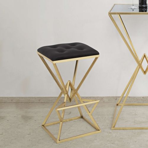Sgabello Nero oro Imbottito Colore Struttura oro 40x40x75h cm, Materiale Struttura in Metallo - Datipa