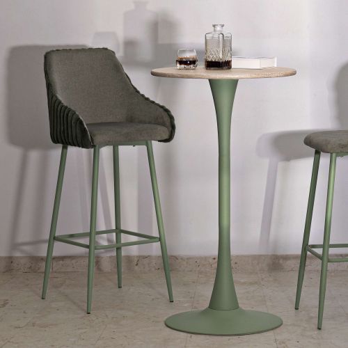 Sgabello Verde Imbottito set da 2 con Schienale 52x46x111h cm, Materiale Struttura in Legno Nobilitato - Spiti