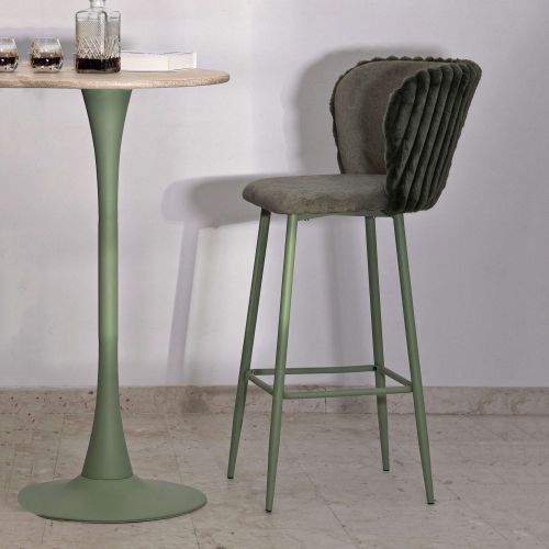 Sgabello Verde Imbottito set da 2 con Schienale 55x58x106h cm, Materiale Struttura in Legno Nobilitato - Kalpa