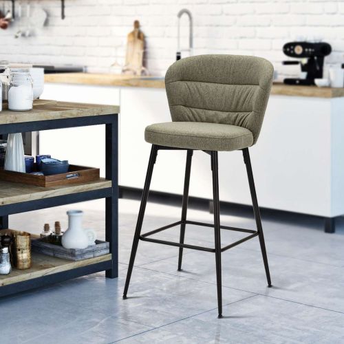Sgabello Verde Nero Imbottito Colore Struttura Nero 52x59x108h cm, Materiale Struttura in Legno Nobilitato - Guadal