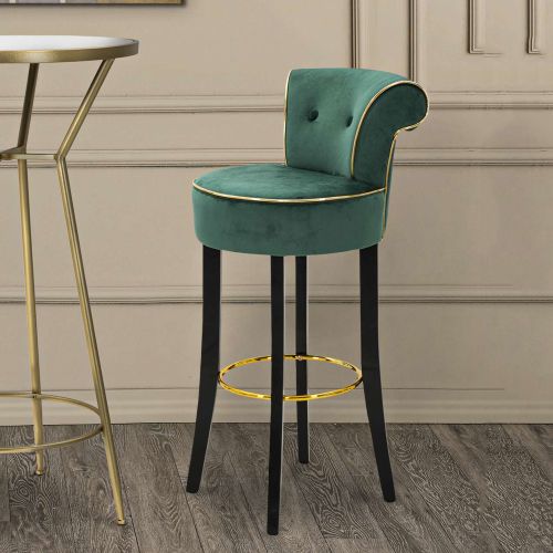Sgabello Verde oro Imbottito Rivestimento in Velluto 46x48x96h cm, Materiale Struttura in Legno - Tupiza