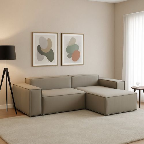Sofa con penisola tortora 220x170x70h cm - Amuleto