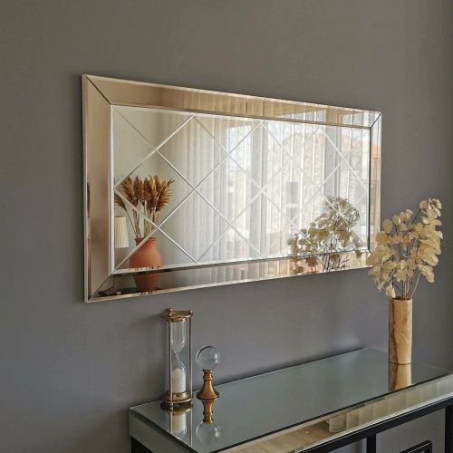 Specchio a scacchi argento 130x62h cm - Pagani