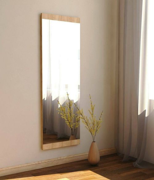Specchio Acamar, Specchiera, Articolo d'arredo a muro, Specchio con cornice, 40x2h120 cm, Naturale