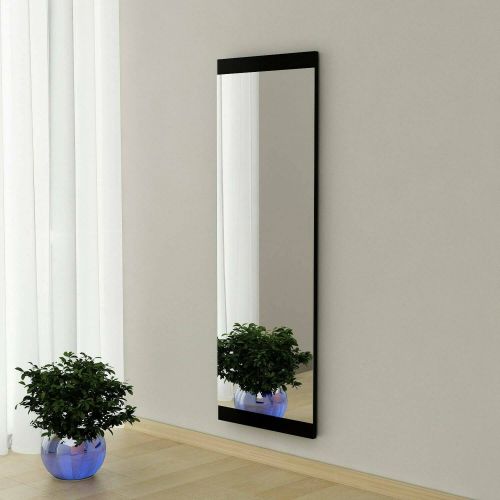 Specchio Acamar, Specchiera, Articolo d'arredo a muro, Specchio con cornice, 40x2h120 cm, Nero