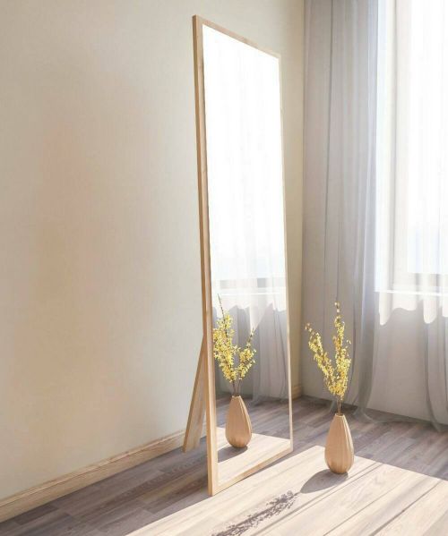 Specchio Alp, Specchiera, Articolo d'arredo a muro, Specchio con cornice, 50x2h160 cm, Naturale