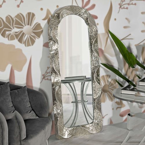 Specchio Argento Trasparente Cornice Effetto Materico Forma Rettangolare 61x160h cm, Tipologia a Parete - Dadava