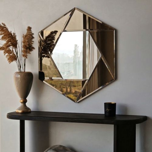Specchio Argento Trasparente Forma Rombo Tipologia a Parete 60x70h cm, Colore Struttura Trasparente - Ciglie
