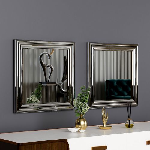 Specchio Argento Trasparente Modulabile set da 2 40x40h cm, Forma Rettangolare - Ortovero