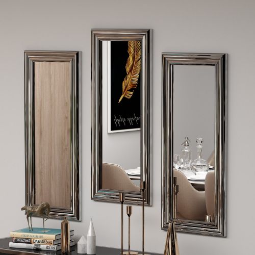 Specchio Argento Trasparente Modulabile set da 3 30x70h cm, Forma Rettangolare - Guarcino