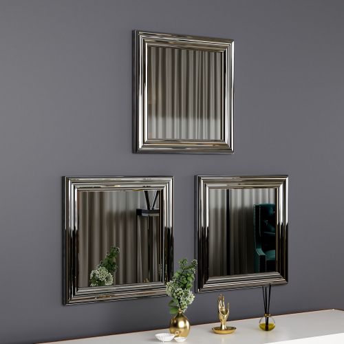 Specchio Argento Trasparente Modulabile set da 3 40x40h cm, Forma Rettangolare - Ortona