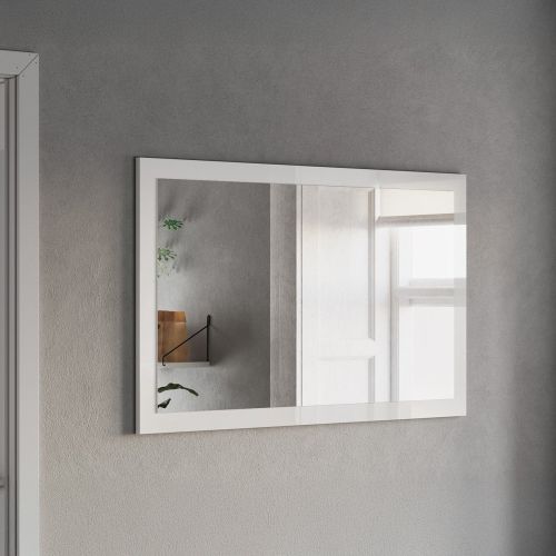 Specchio Bianco Lucido Forma Rettangolare Tipologia da Appendere 110x68h cm, Materiale Struttura in Vetro - Creazzo