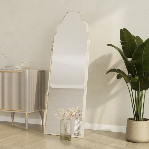Specchio Bianco Marmo Trasparente Forma Rettangolare Tipologia a Terra 50x160h cm, Colore Struttura Trasparente - Vitta