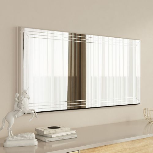 Specchio Bianco Trasparente Forma Rettangolare Tipologia a Parete 60x120h cm, Colore Struttura Trasparente - Roure